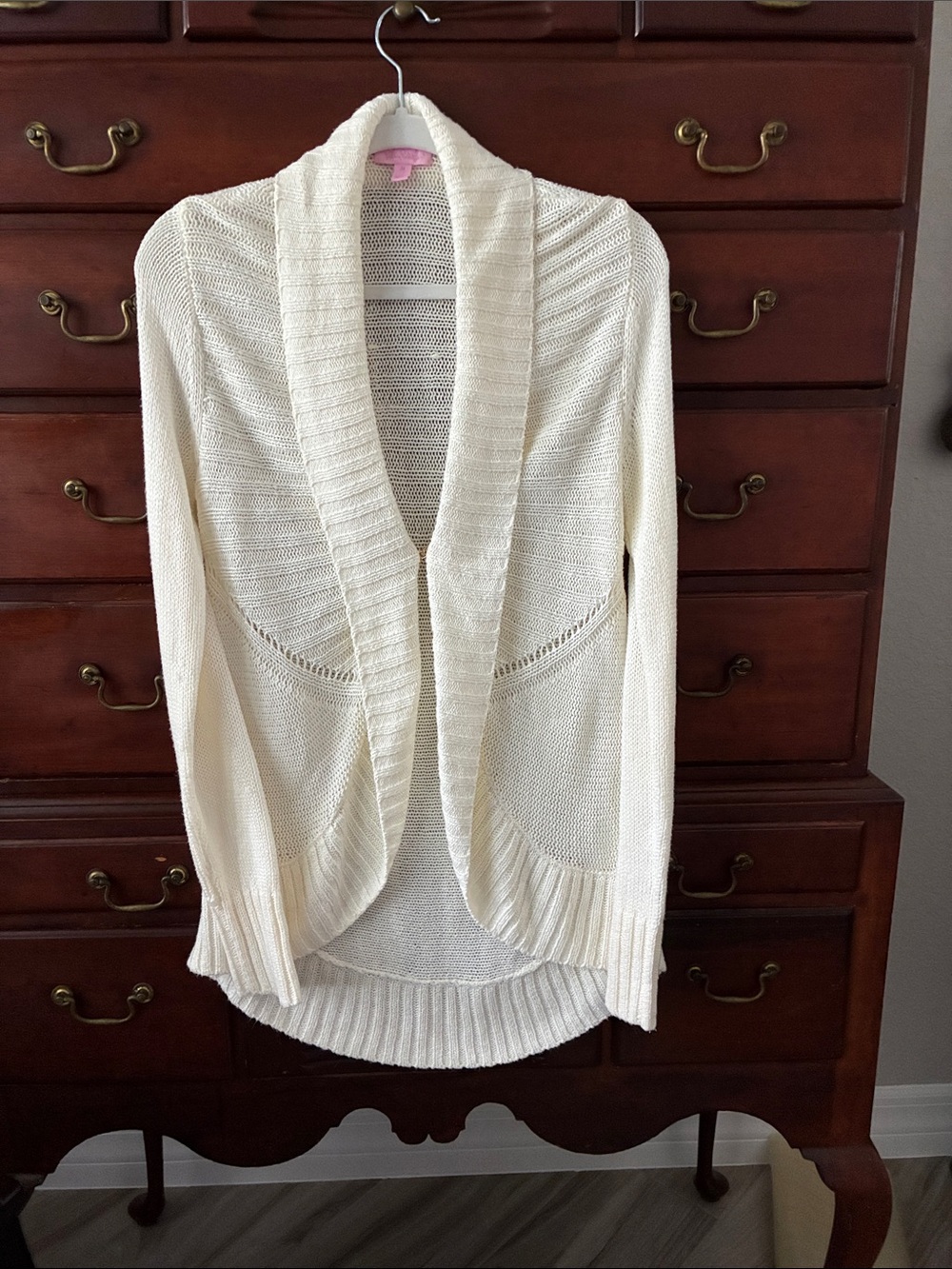 Lilly Pulitzer Ivory Open-Front Draped Cardigan